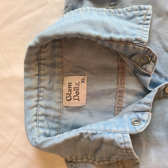 Glam Dollz Chambray Pearl Snap Surfer Cowboy Style - Picture 5 of 5